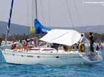 La barca giuria di quest'anno: Isle Mueres. La Lega Navale ringrazia Nanni e la famiglia Barlini per la gentile ospitalità 